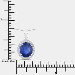 مملوكة مسبقًا 2.91 cts Ceylon Blue Sapphire and Diamond 18K White Gold Halo Pendant