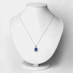 مملوكة مسبقًا 2.91 cts Ceylon Blue Sapphire and Diamond 18K White Gold Halo Pendant