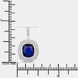 مملوكة مسبقًا 2.66 cts Ceylon Blue Sapphire and Diamond 18K White Gold Halo Pendant