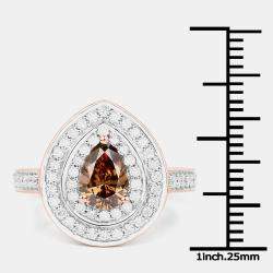 Pre Owned 1.00 cts Chocolate Brown Diamond and Diamond 18K Rose Gold Halo Ring US Size 7