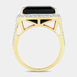 مملوكة مسبقًا 16.56 cts Green Tourmaline and Diamond 14K Yellow Gold Halo Ring US Size 7