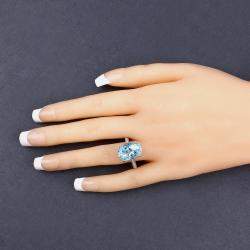 مملوكة مسبقًا 8.48 cts Aquamarine and Diamond 14K White Gold Bridge Ring US Size 7