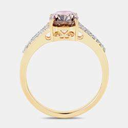 Pre Owned خاتم جسر من الألماس البني والألماس بوزن 2.02 قيراط من الذهب الأصفر عيار 18 ومقاس أمريكي 7