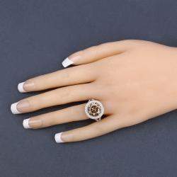 Pre Owned 7.07 cts Brown Diamond and Diamond 18K Yellow Gold Statement Ring US Size 7