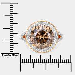 Pre Owned 7.07 cts Brown Diamond and Diamond 18K Yellow Gold Statement Ring US Size 7