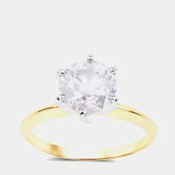 مملوكة مسبقًا 2.02 cts White Diamond 14K Yellow & White Gold Solitaire Ring US Size 6