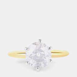 مملوكة مسبقًا 2.02 cts White Diamond 14K Yellow & White Gold Solitaire Ring US Size 6