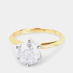 مملوكة مسبقًا 2.02 cts White Diamond 14K Yellow & White Gold Solitaire Ring US Size 6