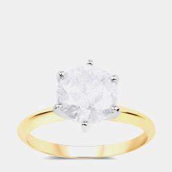 مملوكة مسبقًا 2.59 cts White Diamond 14K Yellow & White Gold Solitaire Ring US Size 6