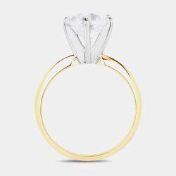 مملوكة مسبقًا 2.59 cts White Diamond 14K Yellow & White Gold Solitaire Ring US Size 6