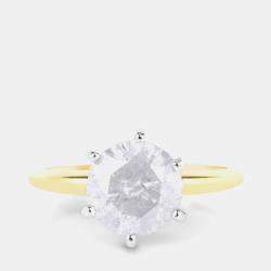 مملوكة مسبقًا 2.59 cts White Diamond 14K Yellow & White Gold Solitaire Ring US Size 6