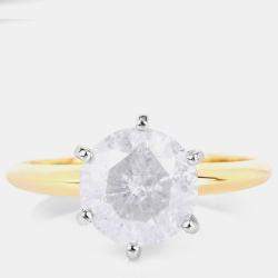 مملوكة مسبقًا 2.59 cts White Diamond 14K Yellow & White Gold Solitaire Ring US Size 6