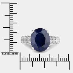مملوكة مسبقًا 6.21 cts Blue Sapphire and Diamond 14K White Gold Bridge Ring US Size 7