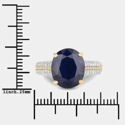 Pre Owned 6.21 cts Blue Sapphire and Diamond 14K Yellow Gold Bridge Ring US Size 7