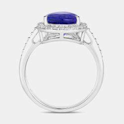 مملوكة مسبقًا 4.06 cts Tanzanite and Diamond 14K White Gold Halo Ring US Size 7