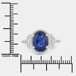 Pre Owned 2.62 cts Ceylon Blue Sapphire and Diamond 18K White Gold Promise Ring US Size 7