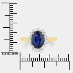 مملوكة مسبقًا 2.36 cts Ceylon Blue Sapphire and Diamond 18K Yellow Gold Halo Ring US Size 7