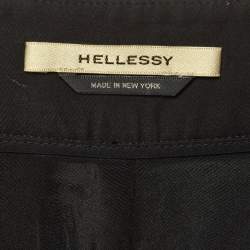 Pre Owned Hellessy Black Pin Striped Wool Overlay Detail Cropped Trousers M/Waist 32"