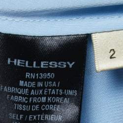 Hellessey Blue Silk Satin Ruched One Shoulder Paley Top M