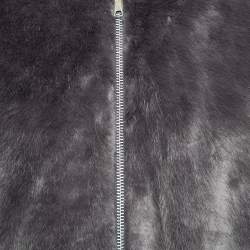 Helmut Lang Seal Grey Faux Fur Zip-Up Bomber Jacket M