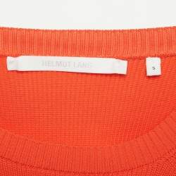 Pre Owned Helmut Lang Orange Rib Knit Crew Neck Jumper S 