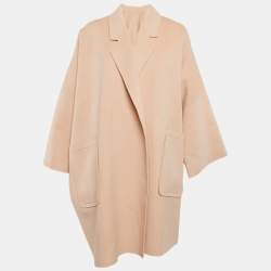Helmut Lang Pink Wool Open Front Mid-Length Coat XS