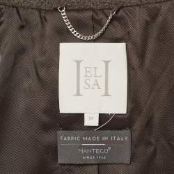 Pre Owned بليزر هيلسا صوف بني مزدوج الصدر مقاس وسط (ميديوم)