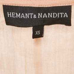 Pre Owned Hemant & Nandita Multicolor Cotton Lace Detail Maxi Dress XS