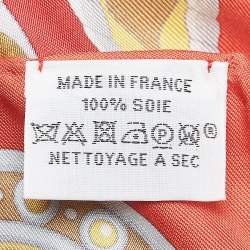 Pre Owned Hermes Orange Silk Harnais de Coeur scarf
