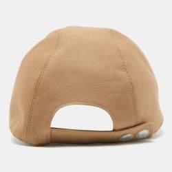 Hermes Camel Beige Davis H Sellier Cotton Baseball Cap Size 57