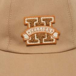 Hermes Camel Beige Davis H Sellier Cotton Baseball Cap Size 57