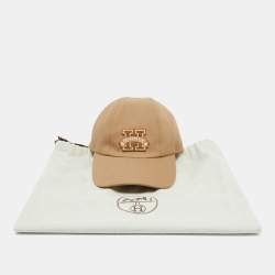 Hermes Camel Beige Davis H Sellier Cotton Baseball Cap Size 57