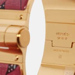 Pre Owned Hermes  Charnière Baobab Cat Hinged Enamel Gold Plated Bracelet