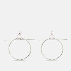 Pre Owned Hermes Loop Sterling Silver Medium Model Earrings