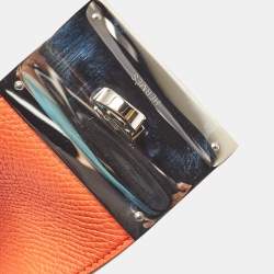 Pre Owned Hermes Kelly Dog Orange Leather Palladium Plated Bracelet