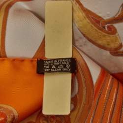 Pre Owned Hermes Orange Silk Twill Etriers Scarf