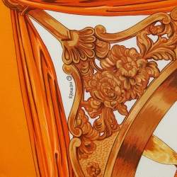 Pre Owned Hermes Orange Silk Twill Etriers Scarf