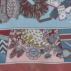 Pre Owned Hermès Blue/Pink Printed Silk Double Face De L'Ombrelle Scarf
