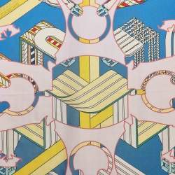 Hermès Pink/Yellow Printed Silk Double Face Tatersale En Zigzag Scarf