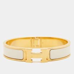 Pre Owned Hermès Clic H Enamel Gold Plated Bracelet