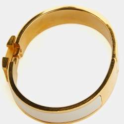 Pre Owned Hermès Clic H Enamel Gold Plated Bracelet