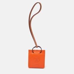 Hermes Feu/Gold Milo Lambskin and Swift Leather Shopping Bag Charm