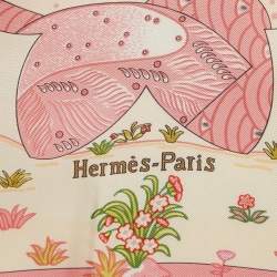 Hermes Pink Printed Silk Ballade De Heian Scarf