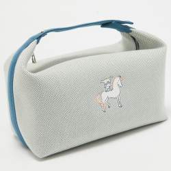 Hermes Bleu Nattier Canvas Large Bride-a-Brac Cabriole Pouch