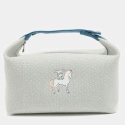 Hermes Bleu Nattier Canvas Large Bride-a-Brac Cabriole Pouch
