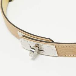 Hermes Trench/Jaune Poussin Toile Officier and Epsom Leather Palladium Finish Kelly 18 Belt Adjustable