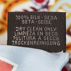 Pre Owned Hermès Bleu Ciel/ Brique Duo Cosmique Silk Scarf 