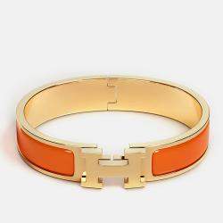 Hermes Orange Fruite Enamel Clic H Bracelet Size PM