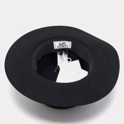 Pre Owned Hermès Black Rabbit Felt Hampton Hat 57