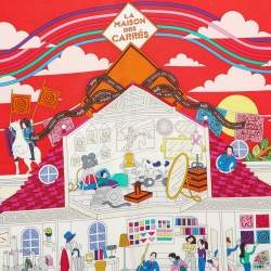 Hermes Red La Maison Des Carrés Silk Scarf